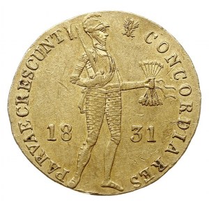 dukat 1831, Warszawa, kropka za pochodnią, złoto 3.47 g...