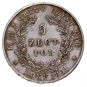 5 złotych 1831, Warszawa, Plage 272, justowane, patyna
