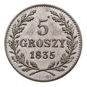 5 groszy 1835, Wiedeń, Plage 296, ładne, delikatna paty...