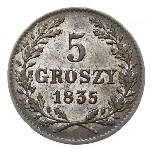 5 groszy 1835, Wiedeń, Plage 296, ciemna patyna