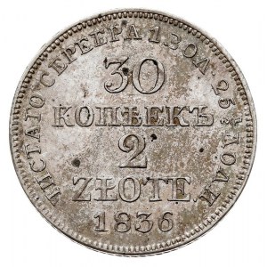 30 kopiejek = 2 złote 1836, Warszawa, cyfra 6 zwykła, P...