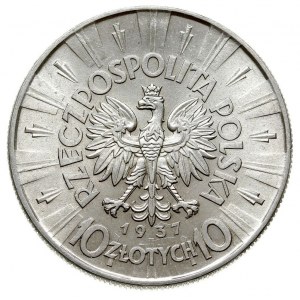 10 złotych 1937, Warszawa, Józef Piłsudski, Parchimowic...