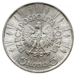 5 złotych 1938, Warszawa, Józef Piłsudski, Parchimowicz...