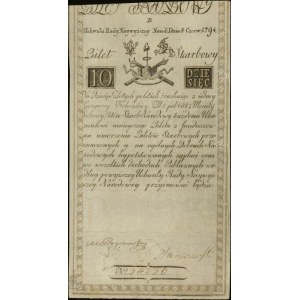 10 złotych polskich 8.06.1794, seria B, numeracja 34236...