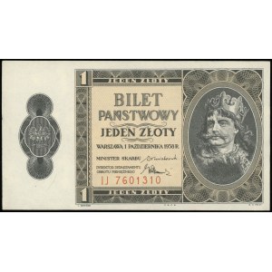 1 złoty 1.10.1938, seria IJ, numeracja 7601310, Lucow 7...