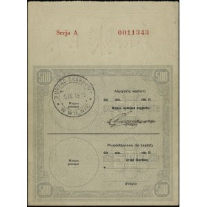 Ministerstwo Skarbu, asygnata na 500 złotych (1939), se...
