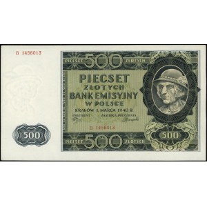 500 złotych 1.03.1940, seria B, numeracja 1456013, Luco...