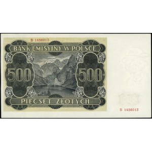 500 złotych 1.03.1940, seria B, numeracja 1456013, Luco...