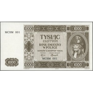 1.000 złotych 1.08.1941, kopia kolekcjonerska z 2004 ro...