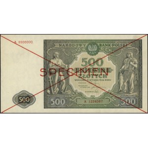 500 złotych 15.01.1946, seria A, numeracja 1234657 / 89...