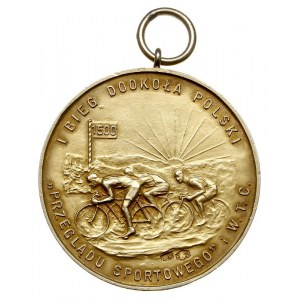 I Tour de Pologne, -medal złoty z uszkiem, sygnowany A ...