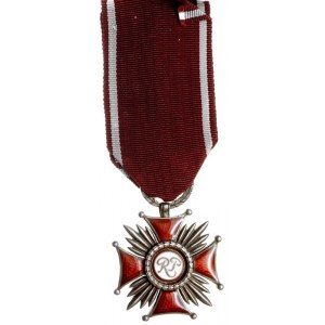 Srebrny Krzyż Zasługi, srebro, 41 x 41 mm, emalia, wstą...