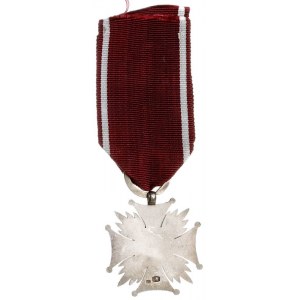 Srebrny Krzyż Zasługi, srebro, 41 x 41 mm, emalia, wstą...