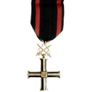 Krzyż Niepodległości z Mieczami, brąz złocony 41 x 46 m...