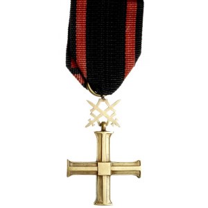 Krzyż Niepodległości z Mieczami, brąz złocony 41 x 46 m...