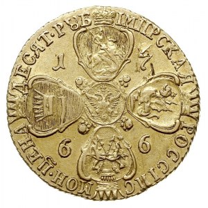 10 rubli 1766 СПБ-TI, Petersburg, złoto 12.99 g, Bitkin...