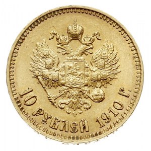10 rubli 1910 ЭБ, Petersburg, złoto 8.59 g, Bitkin 15 (...
