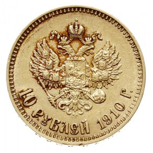 10 rubli 1910 ЭБ, Petersburg, złoto 8.60 g, Bitkin 15 (...