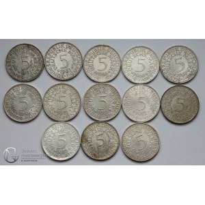 7520. Niemcy BRD 5 marek 1951-74 (13szt)