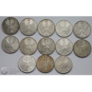 7520. Niemcy BRD 5 marek 1951-74 (13szt)