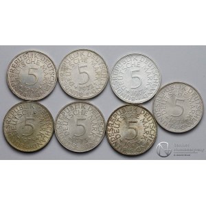 7519. Niemcy BRD 5 marek 1969-73 MIX (7szt)