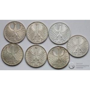 7519. Niemcy BRD 5 marek 1969-73 MIX (7szt)
