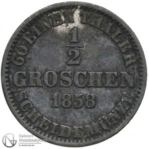 1130. Hannover 1/2 groschen 1858-B, st.3+