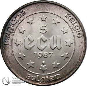 1173. Belgia 5 ECU 1987, st.1/1- (srebro)