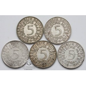 1169. BRD 5 marek 1956-64 (5szt), st.4+/2