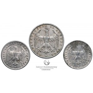 1153. Weimar 3 mk 1922-A i 200 mk 1923-A, D (3szt)
