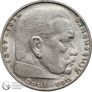5169. III Rzesza Hindenburg 2 marki 1939-J, st.2+