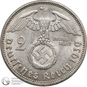 5169. III Rzesza Hindenburg 2 marki 1939-J, st.2+