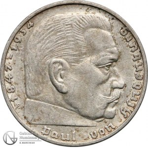 5167. III Rzesza Hindenburg 2 marki 1939-F st.3+/2