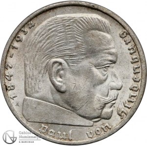 5164. III Rzesza Hindenburg 2 marki 1939-A, st.2+