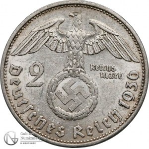 5163. III Rzesza Hindenburg 2 marki 1936-E st.2/2+