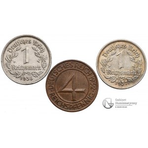 5158. III Rzesza 4 fenigi i 2x 1 marka 1932-37 (3)