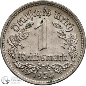 5155. III Rzesza 1 marka 1934-D, st.2/2+