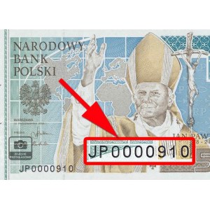 2301. 50 zł Jan Paweł II z niskim numerem ...864