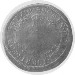 60 krajcarów 1693 (Gulden), Aw. Orzeł, Rw. Stylizowany krzyż, Schon. 5. (lekko reperowany)