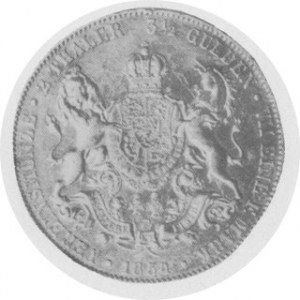 .3 i 1/2 guldena - 2talary 1854, Aw. Popiersie, Rw. Tarcza herbowa, AKS 142