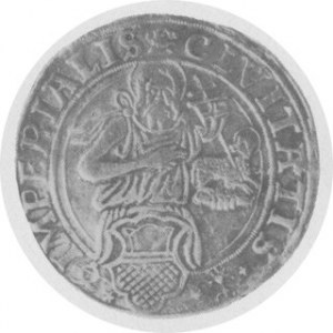 Talar 1549, Aw. Tarcza herbowa i Św. Jan, Rw. Dwugłowy Orzeł, Dav. 9405 R