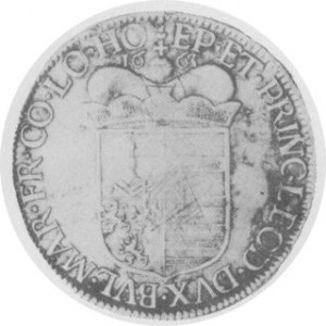Ducaton 1663, Aw. Popiersie, Rw. Pod koroną Tarcza herbowa. Dav. 4294 (justunek)