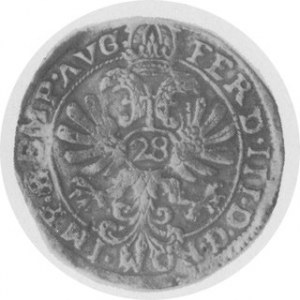28 stuberów (gulden) 1640, Aw. Tarcza, Rw. Orzeł austriacki i tytulatura Ferdynanda, Dav. 73,