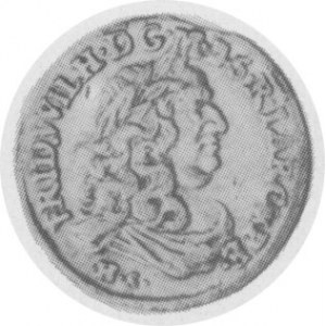 VI groszy 1681, Aw. Popiersie, Rw. Dwie tarcze pod koroną, m. Królewiec, Malb. 1740