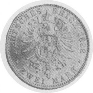 2 marki 1888, Aw. Popiersie. Rw. Orzeł niemiecki, J. 98