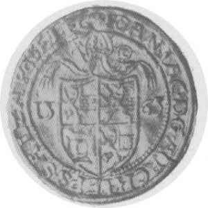 Dwudukat 1565, Aw. Tarcze z herbami, Rw. Święty Rudolf, Złoto