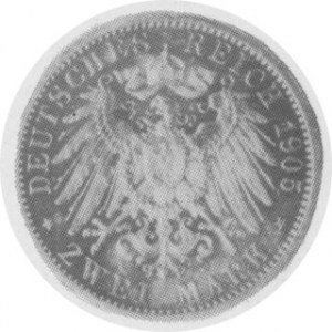 2 marki 1905, Aw. Popiersie, Rw. Orzeł niemiecki, J. 147