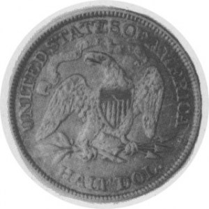 1/2 dolara 1875, Aw. Orzeł, Rw. Postać wolności,