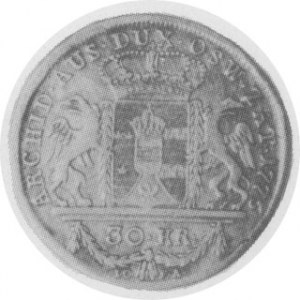 30 krajcarów 1775, Aw. Popiersie z tytulaturą Marii Teresy, Rw. Herb księstwa, PI. 8
