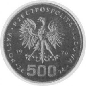 500 złotych 1976 (Próba — Złoto) (T. Kościuszko), Kam. 110 (złoto) (St. Lustrz.)